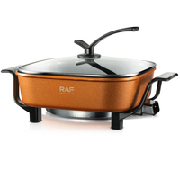 Casserole électrique RAF 1350W 7.0L grande capacité avec commande à bouton et revêtement antiadhésif