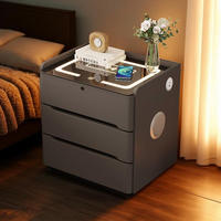 Meuble intelligent moderne de luxe léger multifonctionnel avec charge sans fil, verrouillage par empreinte digitale, haut-parleur, en bois, 3 tiroirs, double, pour appartement et hôpital