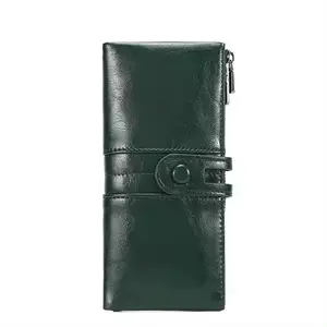 高級ロング三つ折りデザイナーファッション韓国高品質薄いピンクrfidレディース財布