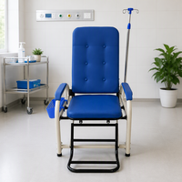 Fauteuil médical inclinable manuel pour transfusion, avec siège en acier thermolaqué durable, idéal pour les centres de chimiothérapie et les salons d'infusion