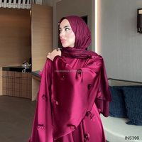 Habib Abaya élégante pour femmes robe modeste de Dubaï robe de soirée de luxe robe de broderie de fleurs en gros avec autocollants