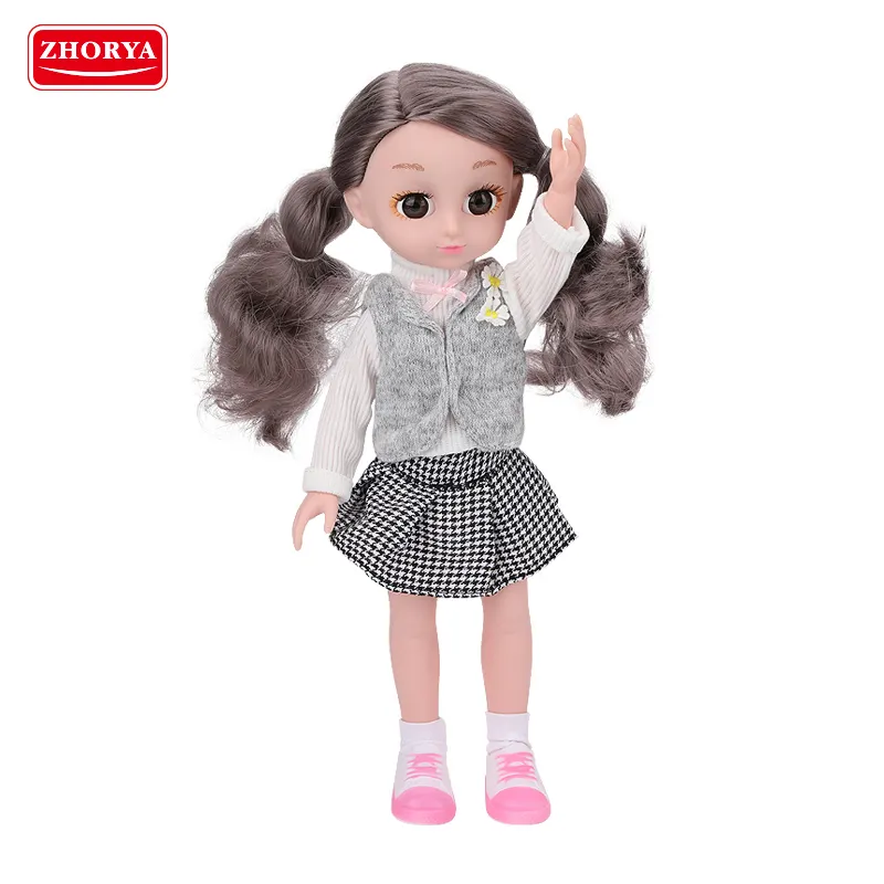 Zhorya 13 인치 패션 캐주얼 인형 움직일 수있는 관절 전신 장난감 아름다운 옷 소녀 파티 장난감