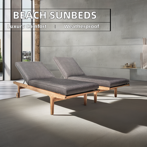 Hôtel Patio Extérieur Plage Chaise Longue Teck Bois Meubles de Jardin pour Piscine Daybed Transat Chaises Longues - Product Image 5