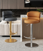 Tabouret de bar pivotant réglable avec dossier et accoudoirs - Chaise de bar moderne en cuir PU pour comptoir de cuisine