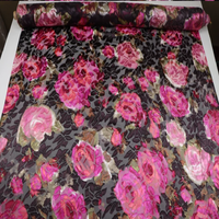 Kain Sutra Opal Warna Coklat Tua Pink, Lembut, Motif Bunga Besar, Cocok untuk Pakaian Wanita, Blus Cantik