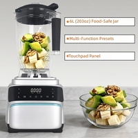 Blender électrique haute capacité de 6 litres, boîtier en acier inoxydable ; modèle à mélange direct de céréales et de haricots secs ; nettoyage automatique