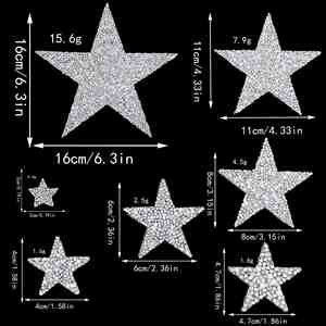 Nouvel autocollant brillant en strass, patch étoile de différentes tailles pour la décoration de vêtements et de sacs - Product Image 3