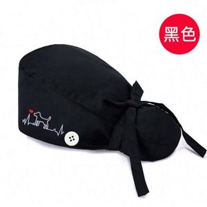 Mélanger les couleurs Catton cheveux longs médical coeur ECG chapeau réglable avec bouton cravate dos Bonnet infirmière accessoires - Product Image 6