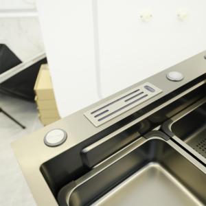 뜨거운 판매 단일 그릇 기능성 304 블랙 스테인레스 스틸 언더마운트 수제 주방 싱크 - Product Image 4