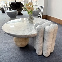 Table basse ronde en marbre blanc de Carrare de luxe moderne nordique meubles de Table en marbre de salon