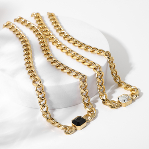 Vnox-collier ras du cou de style punk en acier inoxydable pour homme et femme, chaîne à maillons cubain, collier <span class=keywords><strong>avec</strong></span> <span class=keywords><strong>diamant</strong></span>, nouveau, style punk 14k, polissage or - Product Image 6