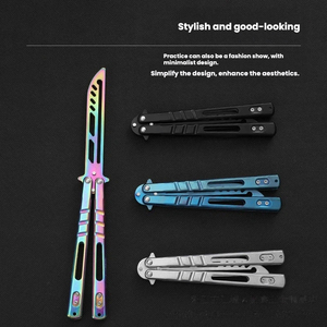 Butterfly Knife Training Blade Folding Han Sword Colored Titanium Comb <b>AB</b> Siren Outdoor Detachable Practice Butterfly Knife - Product Image 5