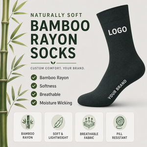 Calcetines de Bambú para Hombre, Diseño Nuevo, Transpirables, con Logotipo Personalizado, Color Sólido, en Caja, Antiolor - Product Image 2