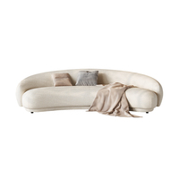 Canapé en tissu bouclé incurvé, style moderne minimaliste, ensemble modulaire en forme de croissant, garni de mousse, couleur crème, pour salon