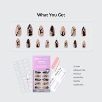 BTARTBOX Ongles à presser 3D Design Gothique Qualité Premium Vente en Gros Amande Moyenne Luxe Faits à la Main Faux Ongles en Gel Souple