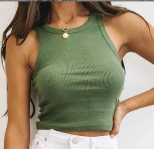 <span class=keywords><strong>Canotta</strong></span> corta da donna in cotone bianco a coste stile estivo Casual senza maniche gilet Racerback chiusura <span class=keywords><strong>con</strong></span> bottone in <span class=keywords><strong>pizzo</strong></span> personalizzato <span class=keywords><strong>con</strong></span> Logo corto - Product Image 4