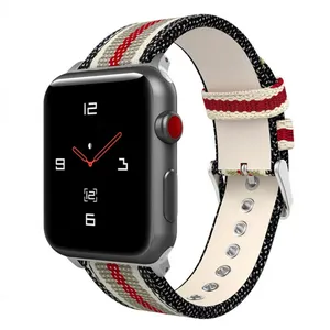 Coolyep High Quality Sport Luxury Real Leather Nylon Smart Watch Strap Watch Band For Apple Watch Series 7 6 5 4 3 2 1 SE