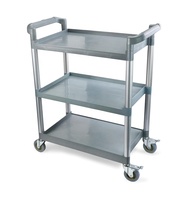 Chariot de service alimentaire commercial à 3 niveaux en aluminium avec roues, capacité 70 kg, pour restaurants et hôtels