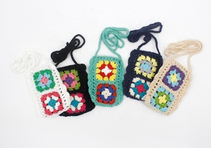 <span class=keywords><strong>Bolso</strong></span> cruzado de punto hecho a mano <span class=keywords><strong>para</strong></span> teléfono móvil, bandolera pequeña de ganchillo - Product Image 2
