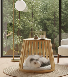 Custom 2-in-1 Nordic Style Wooden House & Minimalist Side Table for Cats - Product Image 3