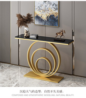 Nouvelle console d'entrée étroite en marbre et fer forgé de style chinois, légère et luxueuse, avec des fonctionnalités multifonctionnelles