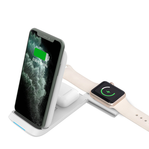 Support Fast 15W Desktop Foldable Portable pour Watch <span class=keywords><strong>airpods</strong></span> Mobile Phones 3 en 1 Fast Wireless Charger - Product Image 5