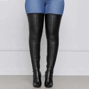 Botas de tacón grueso alto para mujer, elegantes, negras, de invierno, con punta, cómodas, sexys, sencillas, para exteriores - Product Image 6