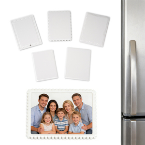 Magnete da frigo in ceramica bianca di alta qualità, disponibile in Spagna, ideale per tutti i vostri progetti di personalizzazione tramite trasferimento di calore. - Product Image 1