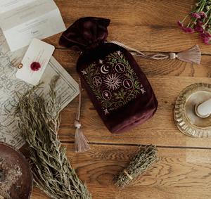 Бархатные мешочки для хранения карт Таро, вышитые, на шнурке, альхимический мешок с кисточкой - Product Image 3