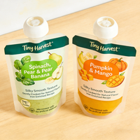 Pochette Doypack personnalisée avec bec verseur et bouchon pour l'emballage de purée de fruits, lait et jus pour bébés