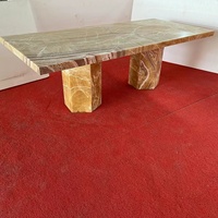 Tables de salle à manger Onyx miel translucide Calcite polie Arc-en-ciel Miel Sienne Table en marbre