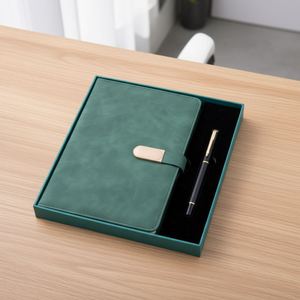 Ensemble bloc-notes A5 bleu personnalisé et stylo signature, design simple et frais, pour entreprise, réunion, coffret cadeau, impression de logo - Product Image 4