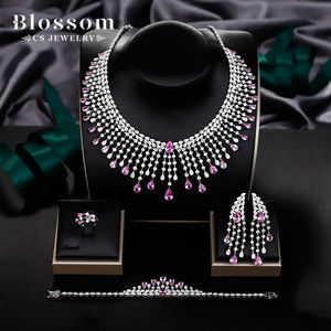 Blossom CS bijoux de haute qualité personnalisé luxe exagéré pierres précieuses en argent Sterling 925 zircone ensembles de bijoux de mariage pour les femmes - Product Image 1