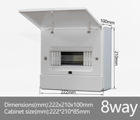 Boîtier de distribution métallique CNFLY pour intérieur, 8 voies, IP40, avec couvercle en plastique, 222*210*100, équipement de distribution d'énergie, transmission électrique