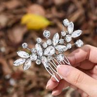 Peigne à cheveux en cristal Marquise, alliage argenté, strass, pour femmes et filles, mariage, bal de promo, coiffure élégante, scintillante