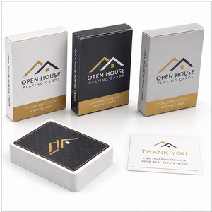 Tarjetas de agradecimiento personalizadas para la industria <span class=keywords><strong>inmobiliaria</strong></span>, mazo de póker promocional de lujo con lámina dorada, regalo para clientes de casas en venta. - Product Image 4