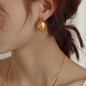 Mode plaqué or haute poli épais boucles d'oreilles en forme de C pas de décoloration en acier inoxydable gros croissant demi-cercle boucles d'oreilles femmes - Product Image 3