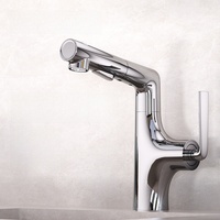 Robinet mitigeur en laiton pour lavabo, robinet extractible tout en cuivre réglable nickel brossé, lavabo rotatif, salle de bain domestique