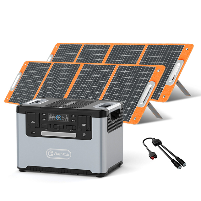 For 2400W Portable Solar Generator Kit with 100W MPPT Solar Panel LiFePO4 Battery Car & Home Use