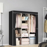 Armoire amovible autoportante économique pour chambre à coucher, style japonais, avec système de rangement rotatif simple et accessoires pratiques, étagères incluses