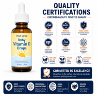 Gouttes multivitaminées pour enfants OEM avec zinc et vitamine D - Vitamine liquide pour nourrissons, bébés et tout-petits - Saveur naturelle de fruits