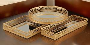 Plateau décoratif en métal élégant et durable Assiette de service de qualité alimentaire pour table basse Table à manger Décoration de bureau et d'hôtel - Product Image 6