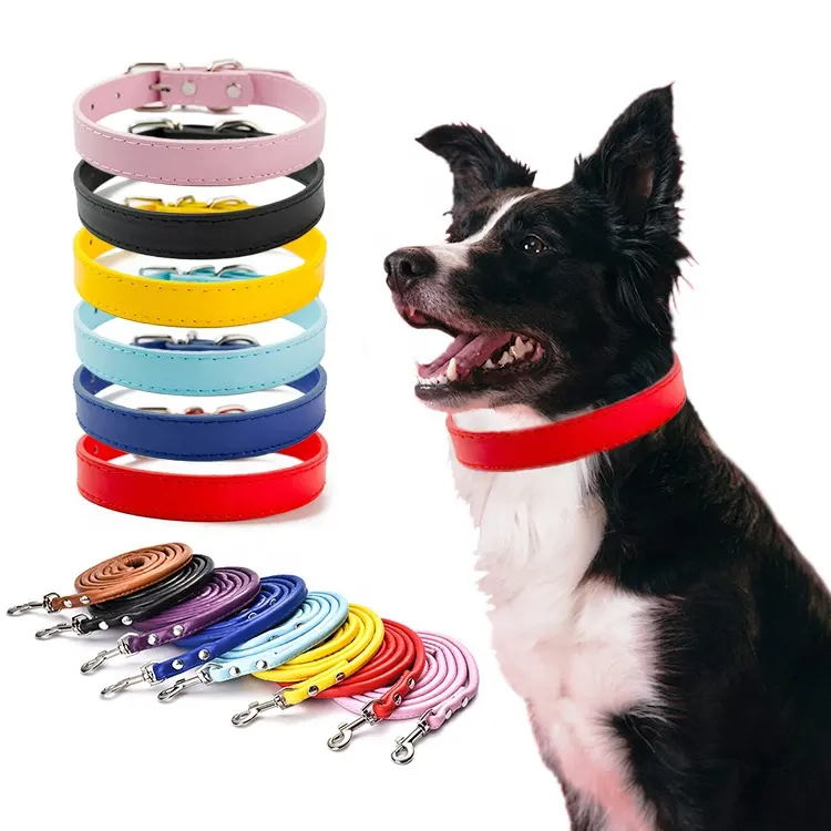 Neues Design personalisiertes individualisiertes einstellbares reflektierendes veganes Haustierleder-Hundehalsband und -Leinenset Luxus