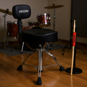 Taburete ajustable para guitarra acolchado grueso con trono de tambor para adultos, respaldo, sillín de estilo de motocicleta, silla de música, asiento negro DS CH BLK REST - Product Image 2