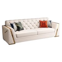 Set Sofa Kulit Mewah Modern untuk Ruang Tamu, Sofa Putih Berlapis Kain, Sofa Seksional untuk Rumah, Hotel, Villa, Furnitur