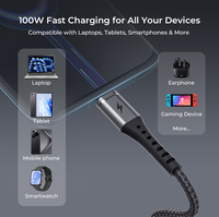 Cable USB C a USB C Personalizado, Trenzado de Nailon, PD3.0 100W 5A, Carga Rápida Tipo-C para Laptops, Tablets, Computadoras, CE FCC RoHS