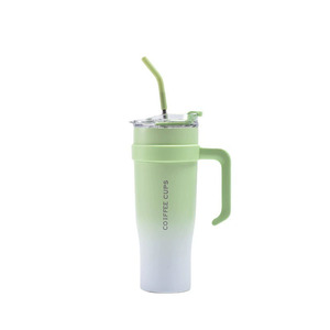 Vaso de viaje aislado al vacío 304 de acero inoxidable de gran capacidad de 40oz, taza Mac con asa y tapa para agua en movimiento - Product Image 1