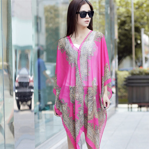 Kimono Floreale da Donna, Top Ampio a Mezza Manica, Cardigan in Chiffon, Blusa Casual da Spiaggia - Product Image 1