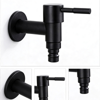 Robinet de machine à laver mural en acier inoxydable noir, 1 poignée, 1 trou, pour appartement, bureau, immeuble – Orneira Grifo Robinet