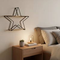 Étagère murale en métal en forme d'étoile, décorations en bois